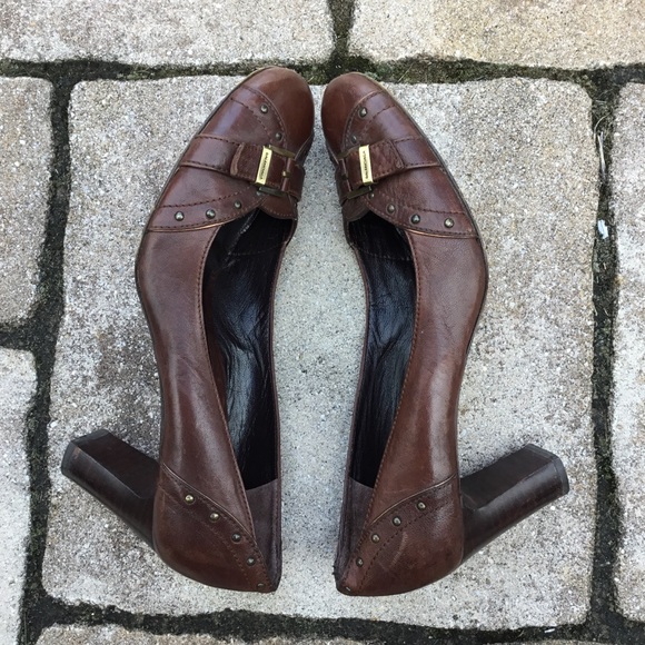 Balenciaga Brown Leather Studded Heels - Picture 6 of 10